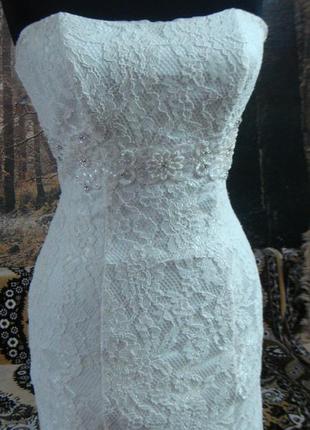Свадебное платье -рыбка кремового цвета4 фото