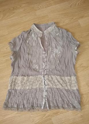 Летняя кофточка шифоновая блузка с кружевом размер 14/165 фото