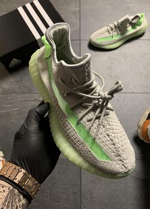 Мужские кроссовки adidas yeezy boost 350 v2 grey green,кроссовки адидас изи буст 350 серый с зелёным сетка