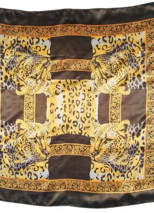 Шарф, платок, бандана, палантин, каре с леопардом (полиэстер) 70х70см3 фото