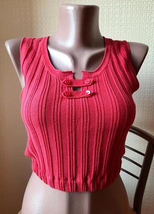 Новый с наборкой кроп вязаный трикотажный в рубчик р. xs, s, укр. 42-44