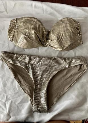 Купальник под змею золотистый