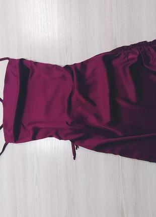 Шёлковое платье марсала с звязками3 фото