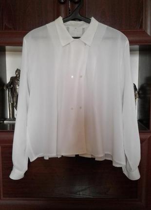 Короткая белоснежная блузка ,рубашка с длинным рукавом батал италия