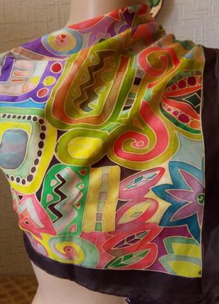 Шелковый шейный платок ручной окрас батик.