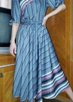 Винтажное платье в полоску, винтаж ретро 80-е, англия6 фото