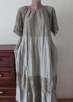 Шикарное платье в пол с кружевом,натуральные ткани, размер универсальный.7 фото