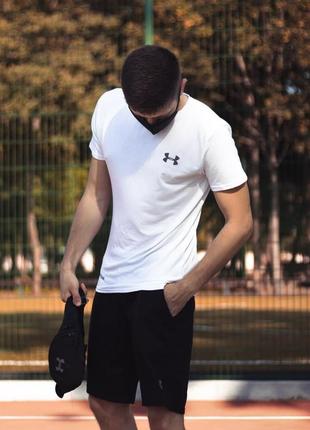 Чоловічий комплект футболка андер біла + шорти андер чорні (арт. 0132-0138)7 фото