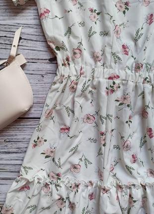 Сукня молочного кольору у квітковий принт7 фото