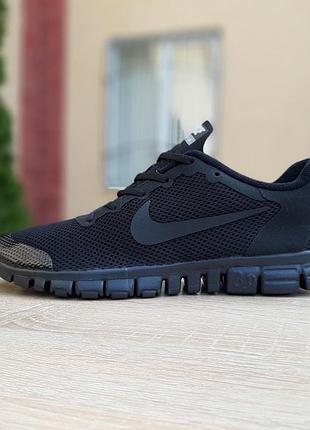 Nike free run 3.0 черные со шнурками