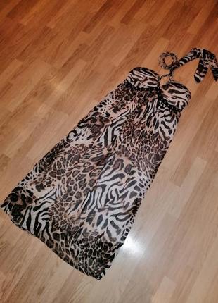 Платье длинное леопард, сарафан длинный1 фото
