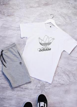 Чоловічий річний комплект трикотажний костюм футболка і шорти adidas