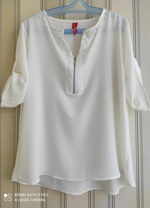 Шикарна легка блузка з коротким рукавом, футболка з перлами туреччина