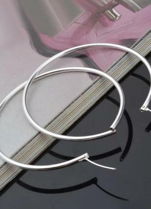 Великі сережки кільця срібло 925 покриття сережки посеребрянные2 фото