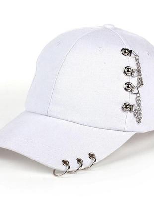 Бавовняна кепка нова біла блейзер з металом бейсболки