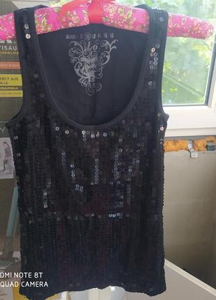 Крутая майка в рубчик и пайетку