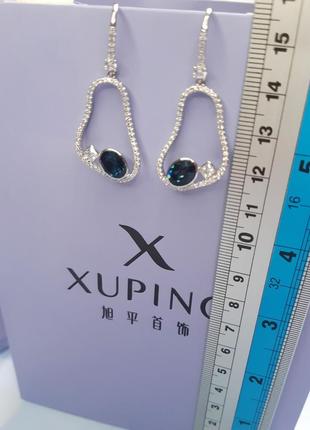 Ошатні сережки xuping з кристалами swarovski 💙🤍3 фото