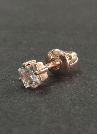 Золотая серьга фианит на закрепах - арт 970215194