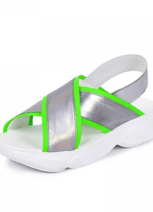 Жіночі шкіряні босоніжки на танкетці на платформі на товстій підошві літні нові жіноче взуття 202