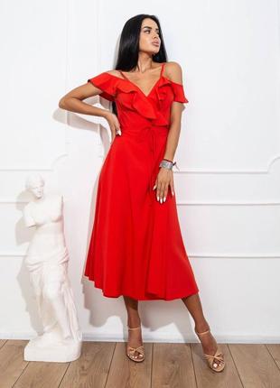 Червоне літнє плаття на запах з розрізом