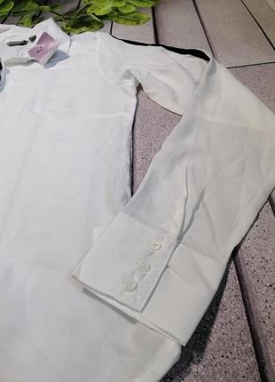Блуза рубашка из шифоновой ткани с контрастными бархатными лентами3 фото