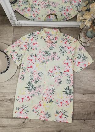 Фирменная шикарная натуральная рубашка в тропический принт cedarwood state 100% коттон1 фото
