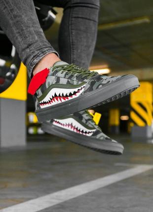 Bape x vans old skool green camo камуфляжні кеди унісекс венс