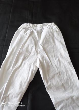 Котонові білі брюки для худенької дівчинки3 фото