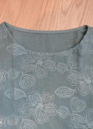 Льняная блузочка цвета хаки 38-402 фото