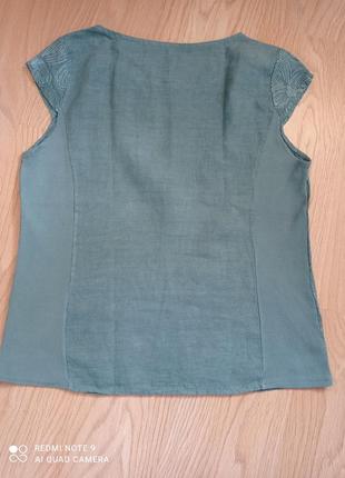 Льняная блузочка цвета хаки 38-403 фото