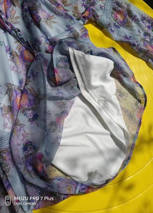 Легкая шифоновая блуза, туника в стиле бохо с кружевными вставками5 фото