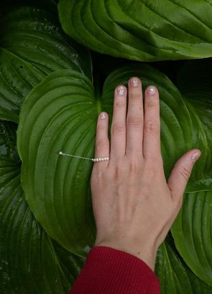 Жемчужное колечко с цепочкой, регулируемое колечко, кольцо с настоящего речного жемчуга7 фото