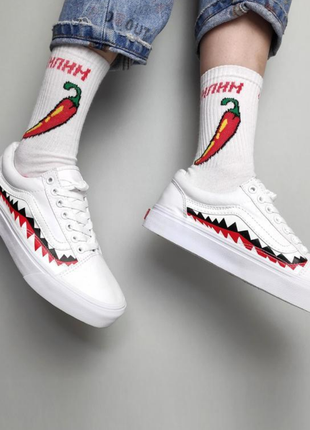 Унісекс кеди vans bape old skool white shark