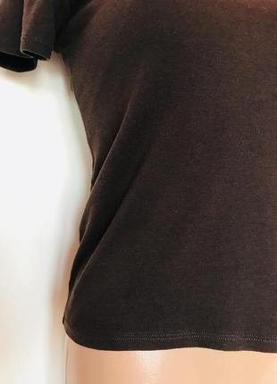 Крутая стильная базовая брендовая хлопковая шоколадная футболка в рубчик 🤎4 фото