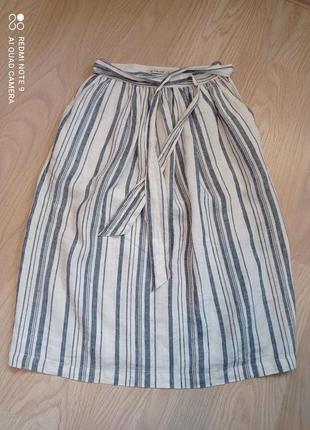 Стильная льняная юбка zara 36 размер