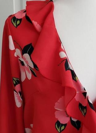 Zara блузка красная цветы, цветочный принт, боди, новая6 фото