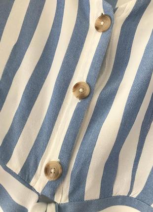 Блузка в полоску укороченная на завязках кроп топ7 фото