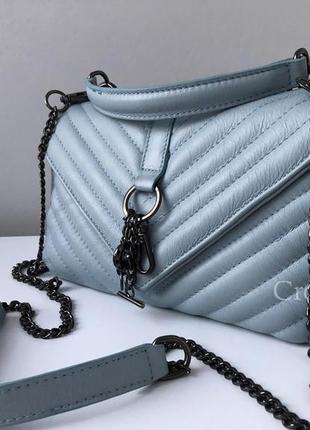 Кроссбоди 29437 натуральна шкіра італія блакитна