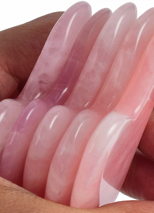 Скребок гуаша рожевий кварц, масаж обличчя (рожевий кварц), (з мішечком), якість!6 фото