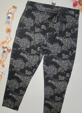 Мега шикарные натуральные летние брюки батал принт сафари высокая посадка george