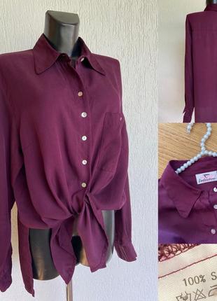 Фирменная стильная качественная винтажная натуральная блуза из шёлка