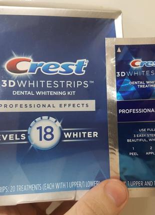 Отбеливающие полоски crest 3d white whitestrips professional effects levels ⑱ whiter сша