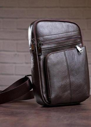 Рюкзак кожаный на одно плечо