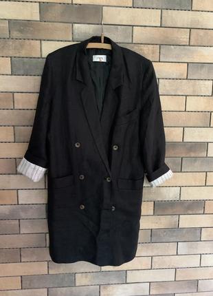 Шикарный льняной пиджак, жакет черный zara3 фото