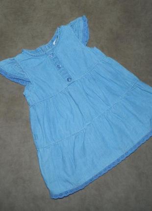 0-3 мес. платье детское голубое джинсовое на девочку f&f3 фото