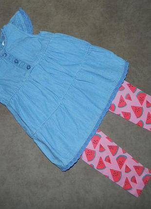 0-3 мес. платье детское голубое джинсовое на девочку f&f