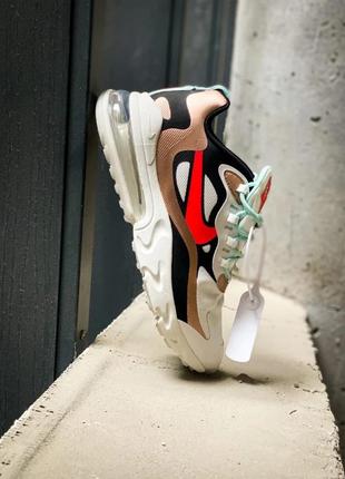 Кроссовки женские, мужские nike air max 270 react бежевые (найк аир макс реакт, кроссівки)