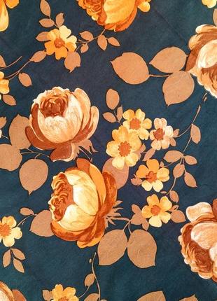 Смарагдовий платок, хустка, з квітами (67×66см) роуль3 фото