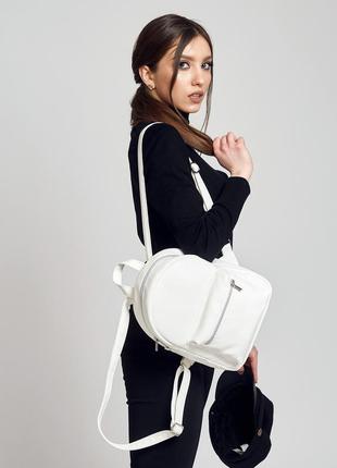 Городской стильный  белый женский рюкзак для прогулки10 фото