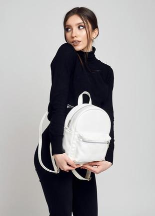 Городской стильный  белый женский рюкзак для прогулки8 фото